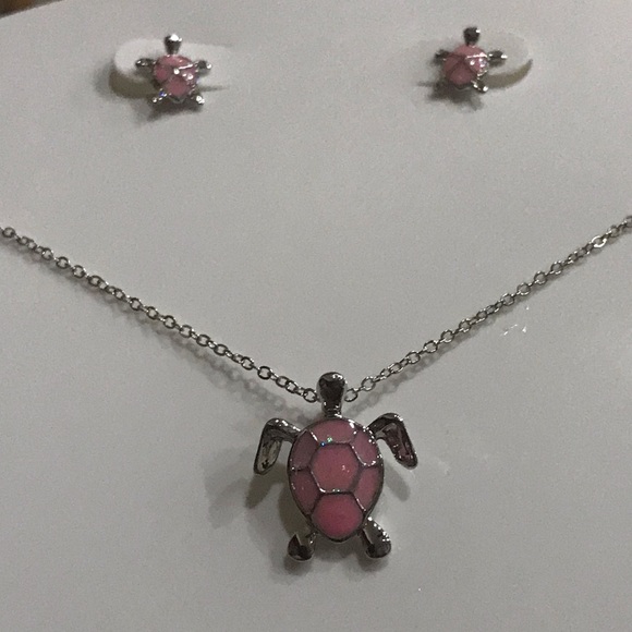 Opal Turtle Design Necklace and Earring Set - Picture 3 of 5